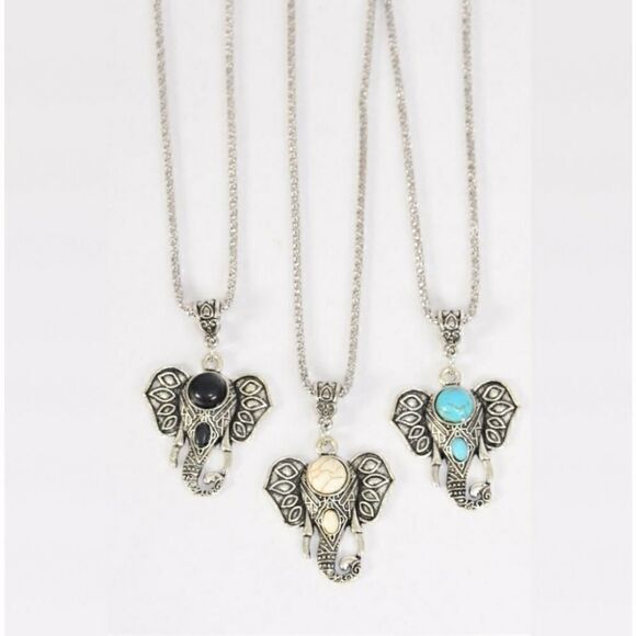 Jewelry - Elephant Head Stone Necklace